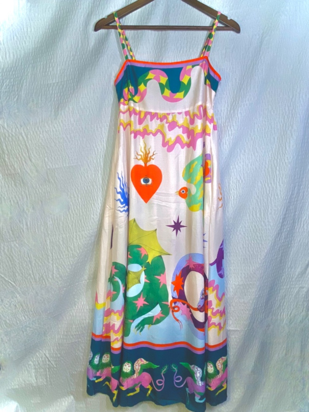 Boutique Whimsical Art Piece Inspired The Seeker Colorful Sundress Medium EUC